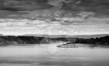 Black and white Norway islands landscape background hd