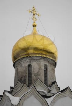 Vertical golden dome of orthodox temple backdrop hd