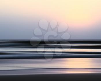 Horizontal black and white Indian ocean sunset motion abstraction background backdrop