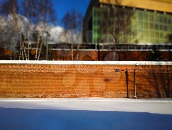 Brick fence with street lamp background hd