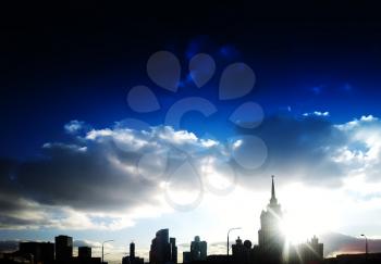 Bottom aligned Moscow city skyline silhouette hd