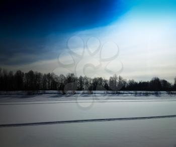 Diagonal path over the frozen river landscape background hd
