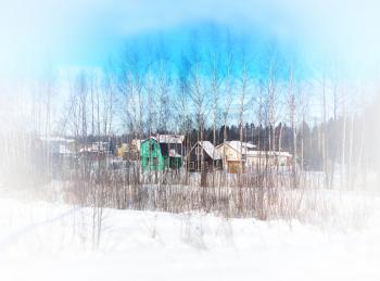 Russian winter village bokeh background hd