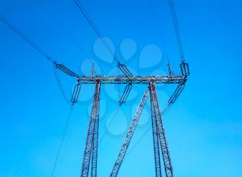 Power line on clear sky city background hd