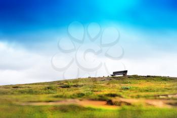 Norway bench on the hill background hd
