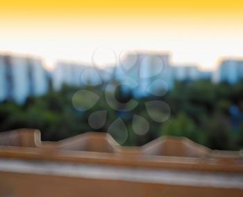Sunset on roof in suburbs bokeh background