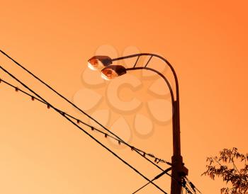 Sunset city street lights object background