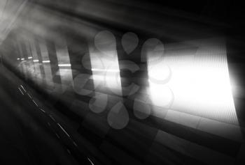 Diagonal black and white light leak in metro background