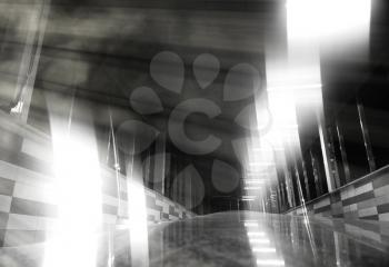 Diagonal black and white light leak in metro background