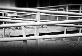 Diagonal black and white handrails object background