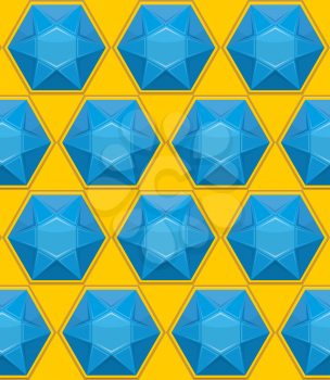 gem Sapphire seamless pattern. Vector background of blue gemstones.
