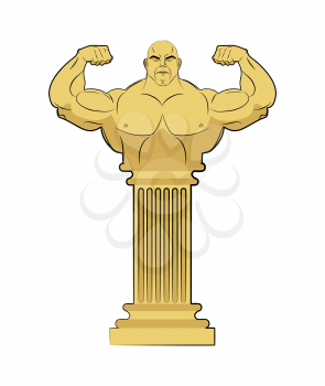 Ancient Greek sculpture of  athlete. Body Strong man on column. Vector illustration of a statue with big muscles.
