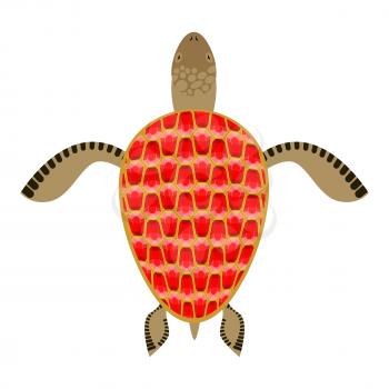 Garnet turtle. Shell Aquatic Turtle with precious stones. Fantastic underwater species of animal.
