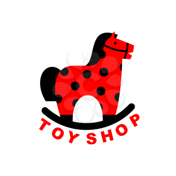 Toy Shop logo rocking horse. Kids toy horse apples. hoss for children. Emblem for the childrens store
