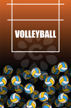 volleyball field and ball. Lot of balls. Volleyball background. Sports accessories
