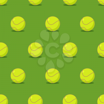 Tennis ball seamless pattern. Sports accessory ornament. Tennis background. Texture for sports game with ball
