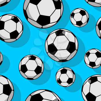 Soccer ball seamless pattern. Sports accessory ornament. Football background. Texture for sports team game with ball
