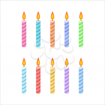 candles for birthday cake isometric style. Accessory for festive feast
