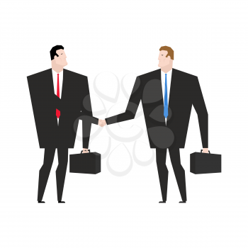 Transaction business. Managers shaking hands. Handshake office workers. Agreement between directors. Man in business suit and briefcase