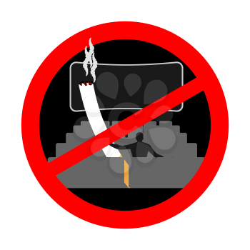 No smoking in cinema. Red sign prohibiting smoking. Ban smokers and cigarette
