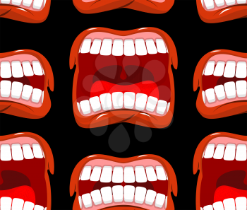 Yells lips seamless pattern. cry background. aggressive emotion texture. Open your mouth and tongue. Flying saliva. Shout. Shrill scream. Swearing and bad language
