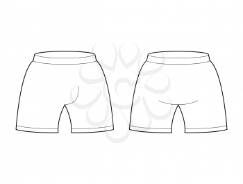 Shorts template for design. Sample for Sports football clothing. Briefs blank curve

