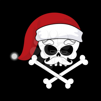 Santa Claus Death. Christmas skull. skeleton head in red santa hat

