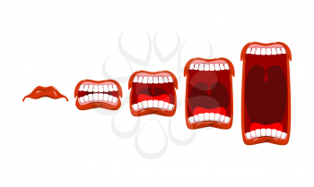 Changes in sound level. Volume yelll. Stage scream. Open mouth with tongue and teeth. 

