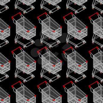 Shopping cart seamless pattern. Supermarket Shopping trolley background
