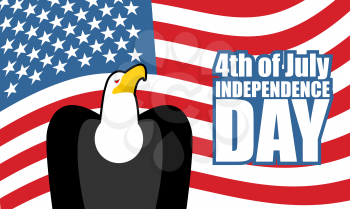 Independence Day of America. Eagle and USA flag. National holiday 4th of July. Bird of prey Traditional symbol
