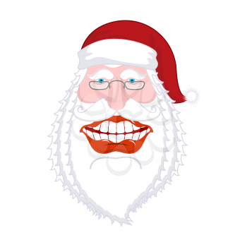 Merry Santa Claus nicker. Broad smile. large mouth. Merry Christmas old man. Xmas design template. Illustration for new year
