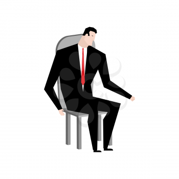 Businessman on chair. Boss in stool. Manager sitting on pew
