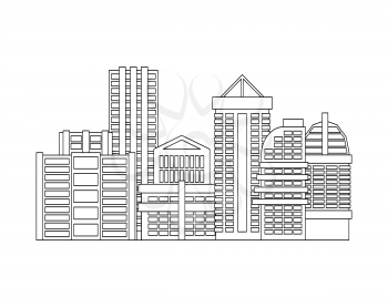 City is linear style. Town isolated. Many buildings and business centers.
