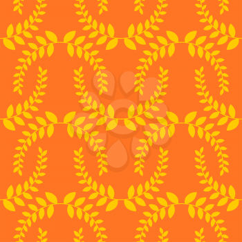 Olive branch seamless pattern. Golden floral wreath ornament