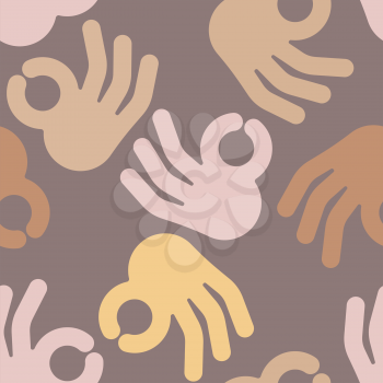 Okay hand sign seamless pattern. Positive consent symbol background
