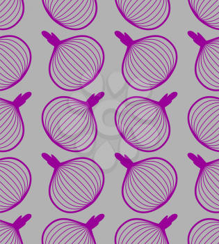 Onions cut seamless pattern. Vegetable slice background. Food texture