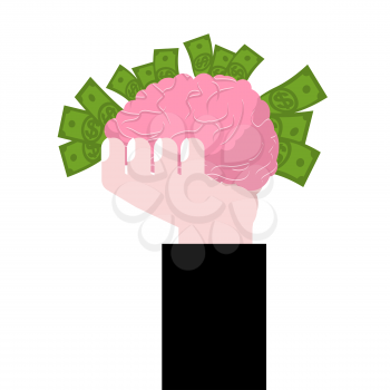 brain in hand. Human brains and money. Business idea concept
