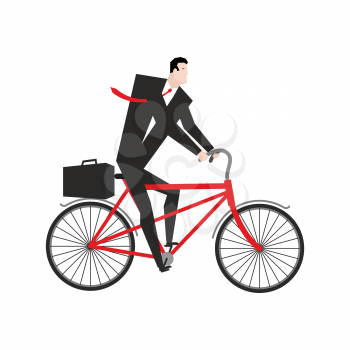 Businessman cycling. boss is on bicycle. Business illustration
