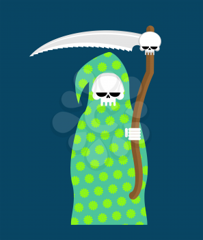 Death in pajamas. Grim Reaper in color hood. Cloak flowers pattern
