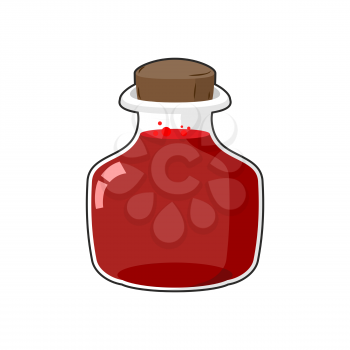 bottle Health games. Transparent Glass Bank with ancient magical red liquid. flask blood medication