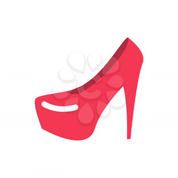 Red female shoes flat. womanish footwear sign isolated
