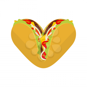 Love Tacos. Symbol lover Mexican fast food. Taco heart. traditional Mexico meal