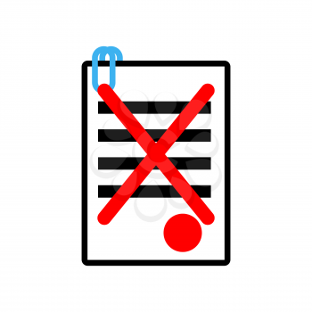Documents reject icon sign. Office symbol. contract sheet with red seal refuse
