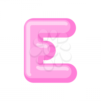 Letter E candy font. Caramel alphabet. lollipop lettering. Sweet ABC sign
