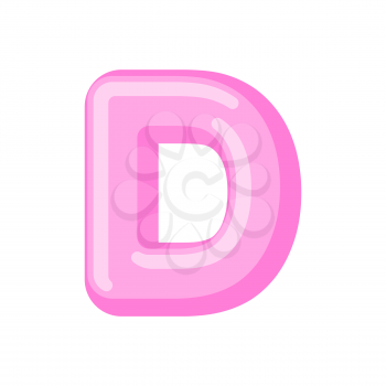 Letter D candy font. Caramel alphabet. lollipop lettering. Sweet ABC sign

