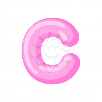 Letter C candy font. Caramel alphabet. lollipop lettering. Sweet ABC sign
