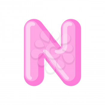 Letter N candy font. Caramel alphabet. lollipop lettering. Sweet ABC sign
