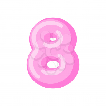 Number 8 candy font. Caramel alphabet eight. lollipop lettering. Sweet ABC sign
