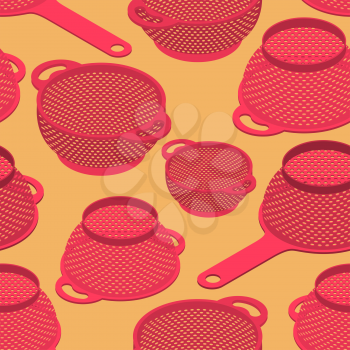 Colander seamless pattern. Pastafarianism cap background. Kitchen utensils texture.
