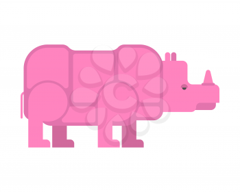 Pink rhinoceros isolated. Unique vanishing animal. Fantastic beast
